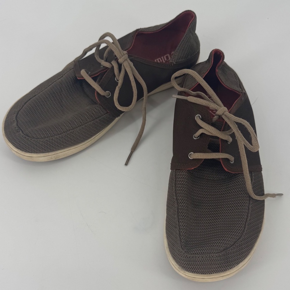 OluKai Nohea Lace Mesh Mens Sneakers 9 Brown Breathable Drop-In Heel 10242-1348